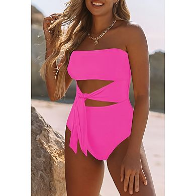 Strapless High Cut One Piece Swimsuit