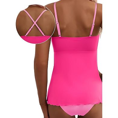 High Waisted Tankini with Floral Swim Top