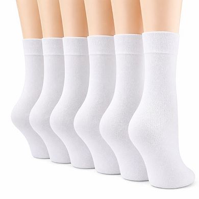 Women's Casual Cotton Crew Socks - 6 Pairs