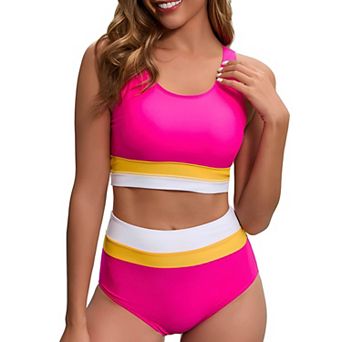 Sporty High-Waisted Bikini Swimsuit