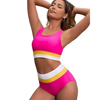Sporty High-Waisted Bikini Swimsuit