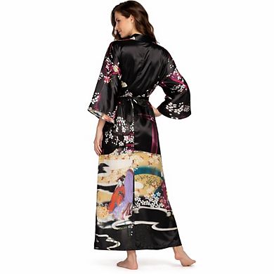 Women Silky Floral Robe