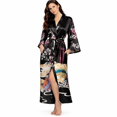 Women Silky Floral Robe