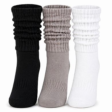 Women's Cozy Scrunch Crew Boot Socks - 3 Pairs