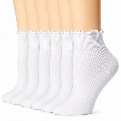 Women's Knit Frilly Socks - 6 Pack