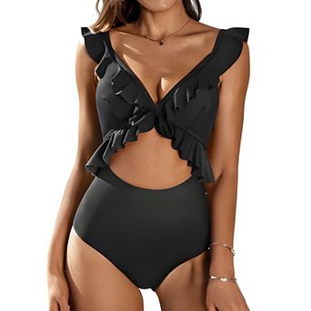 Strappy Ruffle Cutout Bathing Suit