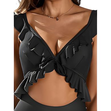 Strappy Ruffle Cutout Bathing Suit