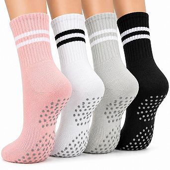 Women's Barre Grip Crew Socks - 4 Pairs