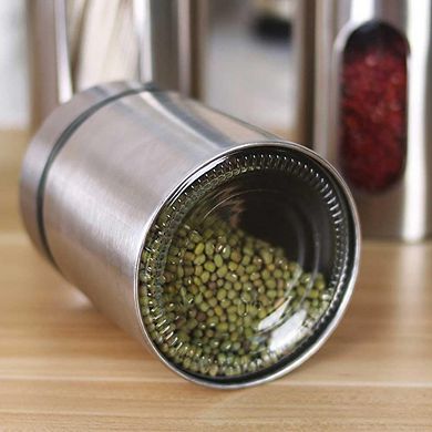 Stainless Steel Food Storage Canister with Glass Window, Airtight Kitchen Jar