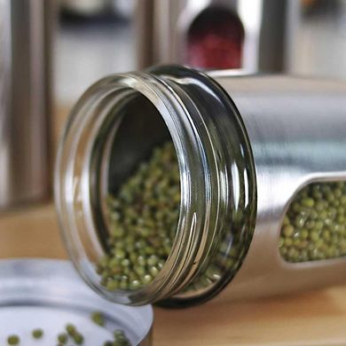 Stainless Steel Food Storage Canister with Glass Window, Airtight Kitchen Jar