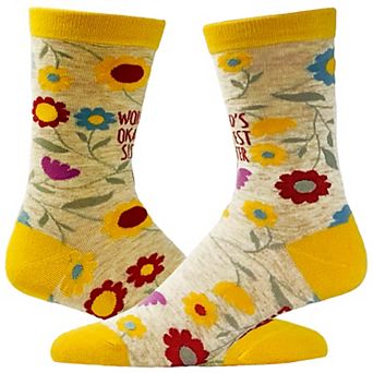 Womens Worlds Okayest Sister Sock Funny Cute Sibiling Love Footwear