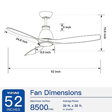 ELEMENT ACE 52 Inch Indoor Ceiling Fan with Integrated LED Light Kit