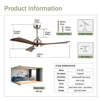 ELEMENT ACE 52 Inch Ceiling Fan with Remote Control and Light Kit for Indoor Use