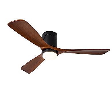 ELEMENT ACE 52 Inch Flush Mount Ceiling Fan with Remote Control and Integrated LED Light