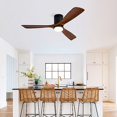 ELEMENT ACE 52 Inch Flush Mount Ceiling Fan with Remote Control and Integrated LED Light