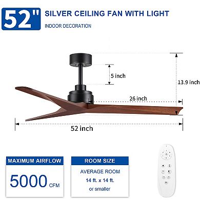 ELEMENT ACE 52 Inch Low Profile Ceiling Fan Without Light Modern Design
