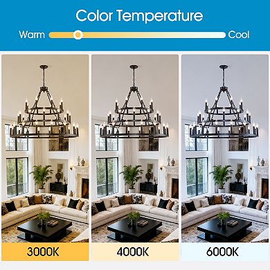 ELEMENT ACE Three-Tier Wagon Wheel Large Chandelier with Adjustable Height for High Ceiling