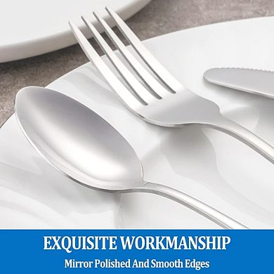 Stainless Steel Forks and Spoons Set, Mirror Polished, Dishwasher Safe