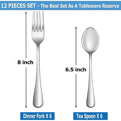 Stainless Steel Forks and Spoons Set, Mirror Polished, Dishwasher Safe