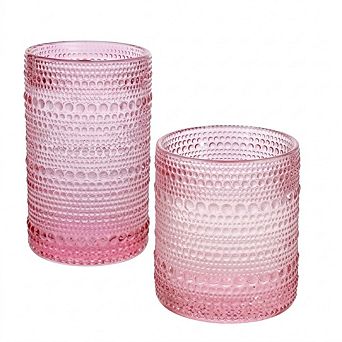 Vintage Hobnail Glasses Set of 8, Highball & Cocktail Glasses, 1012 oz