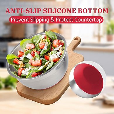 Stainless Steel Mixing Bowls with Lids Airtight & Non-Slip