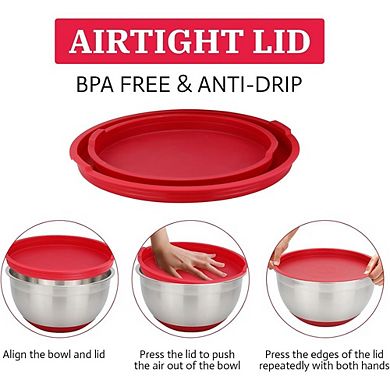 Stainless Steel Mixing Bowls with Lids Airtight & Non-Slip