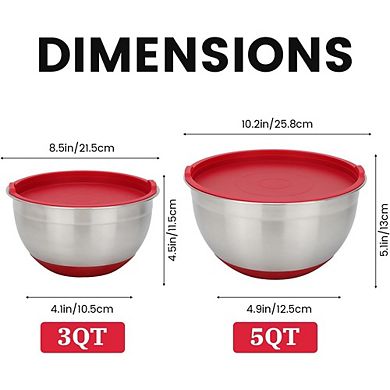 Stainless Steel Mixing Bowls with Lids Airtight & Non-Slip