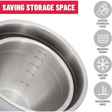 Stainless Steel Mixing Bowls with Lids Airtight & Non-Slip
