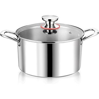 Stainless Steel 4-qt Stock Pot with Lid, Induction Cooking Pot for Soup & Pasta