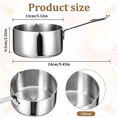 Stainless Steel Butter Warmer Tri-Ply, Dual Pour Spouts, Multipurpose