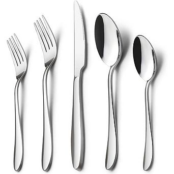 Stainless Steel Flatware Set for 2, 10 pc Mirror Polished, Dishwasher Safe