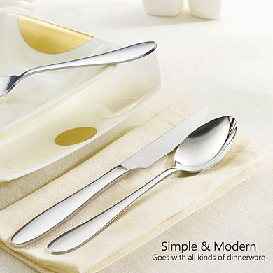 Stainless Steel Flatware Set for 2, 10-Piece Mirror Polished, Dishwasher Safe