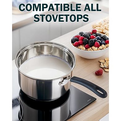Stainless Steel Saucepan with Lid Tri-Ply, Multipurpose, Dishwasher Safe