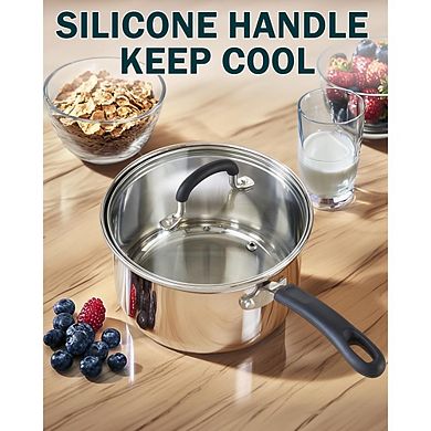 Stainless Steel Saucepan with Lid Tri-Ply, Multipurpose, Dishwasher Safe