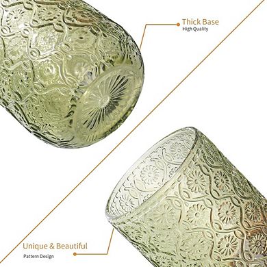 Vintage Embossed Glass Set, Highball & Rocks Tumblers for Drinks
