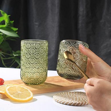 Vintage Embossed Glass Set, Highball & Rocks Tumblers for Drinks