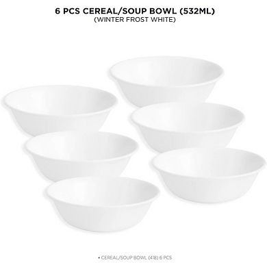 Vitrelle Glass Soup & Cereal Bowls Set of 6, 18 oz, Chip-Resistant & Lightweight