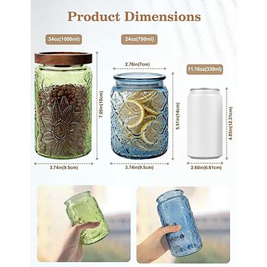 Vintage Glass Storage Jar with Airtight Wood Lid, Kitchen Canister
