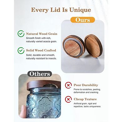 Vintage Glass Storage Jar with Airtight Wood Lid, Kitchen Canister