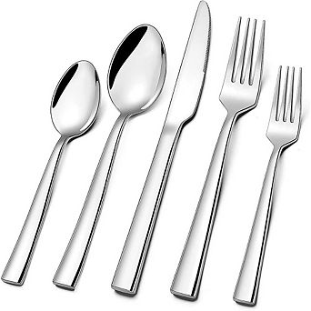 Stainless Steel Flatware Set for 2, 10 pc Mirror Polished, Dishwasher Safe