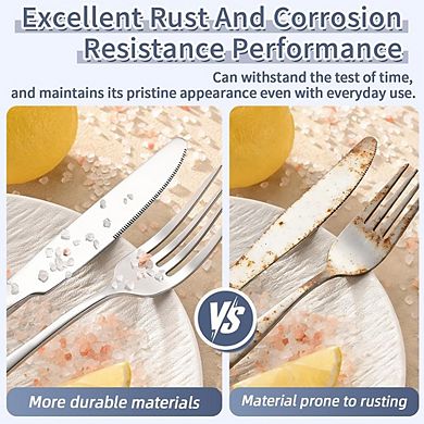 Stainless Steel Flatware Set for 2, 10-Piece Mirror Polished, Dishwasher Safe