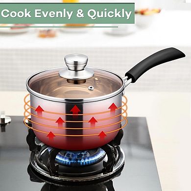 Stainless Steel Saucepan with Lid, Rust-Resistant, Durable