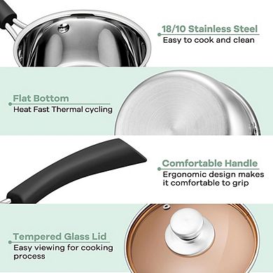 Stainless Steel Saucepan with Lid, Rust-Resistant, Durable