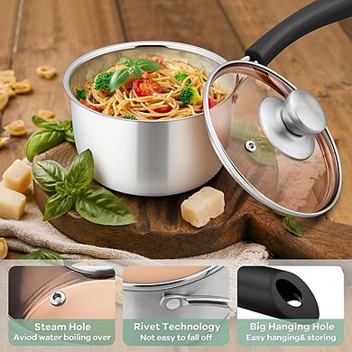 Stainless Steel Saucepan with Lid, Rust-Resistant, Durable