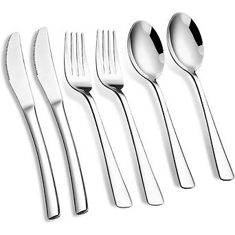 Stainless Steel Flatware Set for 2, 6 pc Dishwasher Safe Cutlery