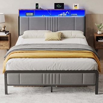 Sailvan Bed Frame, Metal Platform Bed with Headboard, Underbed Storage, Easy Assemble