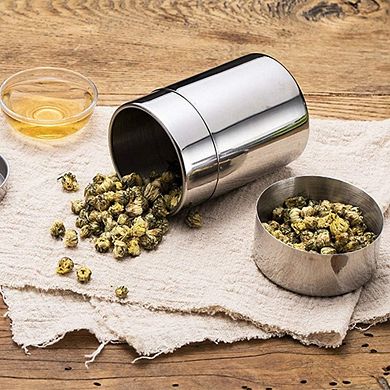 Stainless Steel Airtight Tea Canister, Kitchen Storage for Coffee and Spices