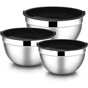 Stainless Steel Mixing Bowl Set, 6 pc Nesting, Airtight, Stackable
