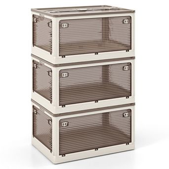 Stackable Storage Bins With Lids 3 Pack 18 Gallon Collapsible Organizer