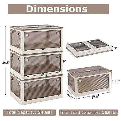 Stackable Storage Bins With Lids 3 Pack 18 Gallon Collapsible Organizer